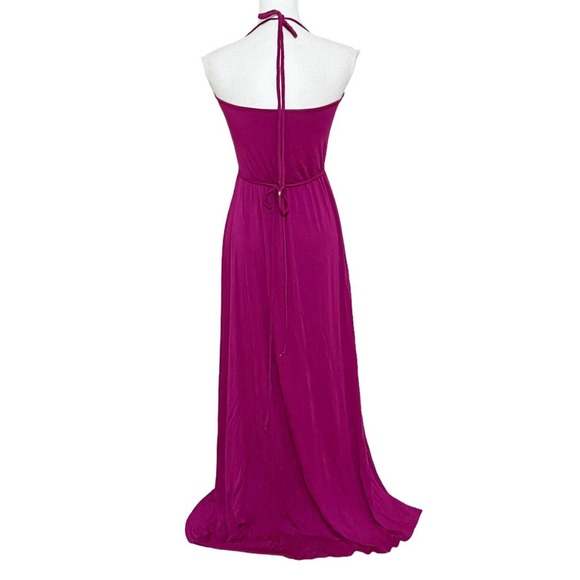 RACHEL PALLY Wrap Long Maxi Dress Ruffle Trim Sz XS ? Magenta V Neck - Picture 3 of 4